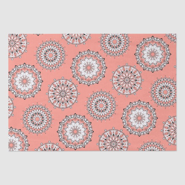 Papier Mousseline Papier Tissu Peach Mandalas (Recto)