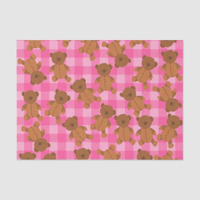 Papier Mousseline Papier Tissu Pink Teddy Bear (Recto)