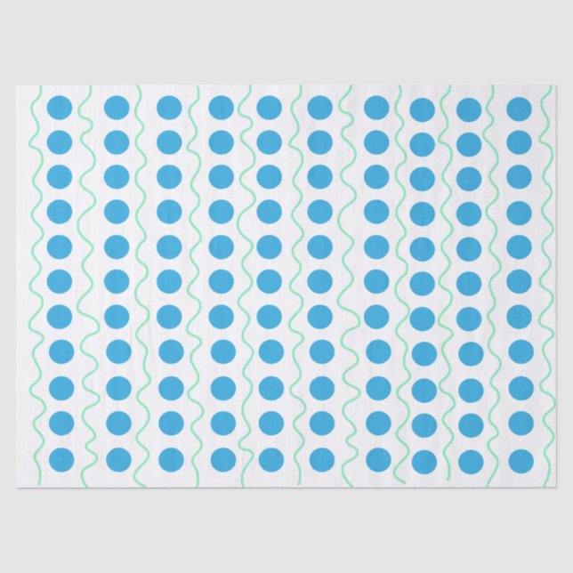Papier Mousseline Papier Tissu Polka Dot Bleu (Recto)