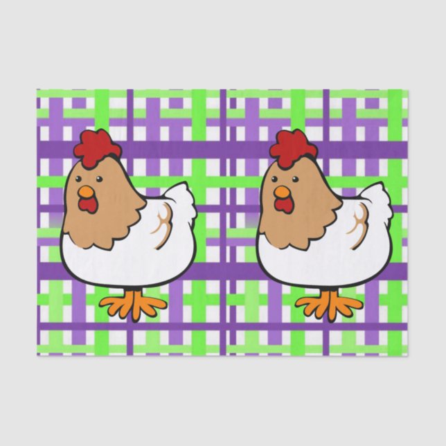 Papier Mousseline Papier Tissu Poulet Jaune Violet Plaid (Recto)