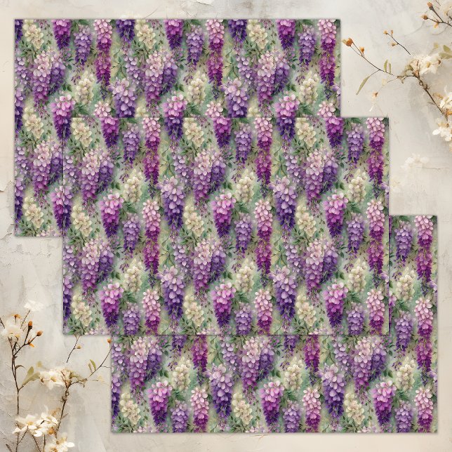 Papier Mousseline PAPIER TISSU POUR DÉCOUPAGE Glycine ROMANTIQUE (ROMANTIC WISTERIA DECOUPAGE TISSUE PAPER)