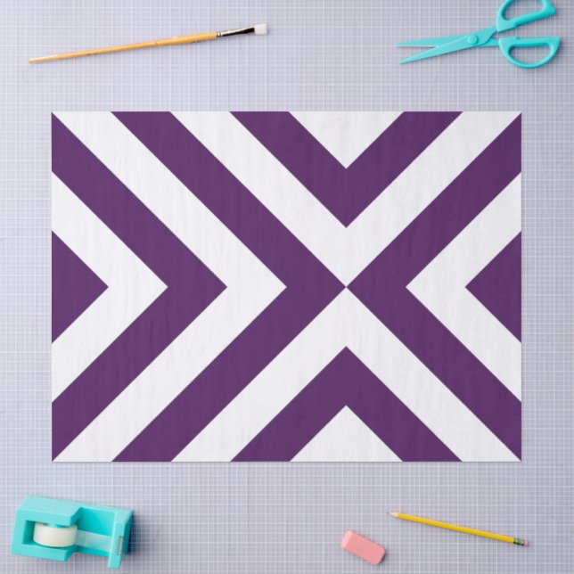 Papier Mousseline Papier Tissu Purple et Blanc Chevrons (Artisanat)