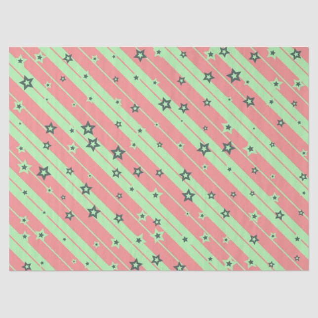Papier Mousseline papier tissu rayé et étoiles (Recto)