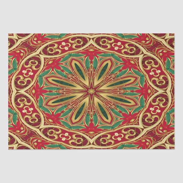 Papier Mousseline Papier Tissu Red Gold Christmas Holiday (Recto)