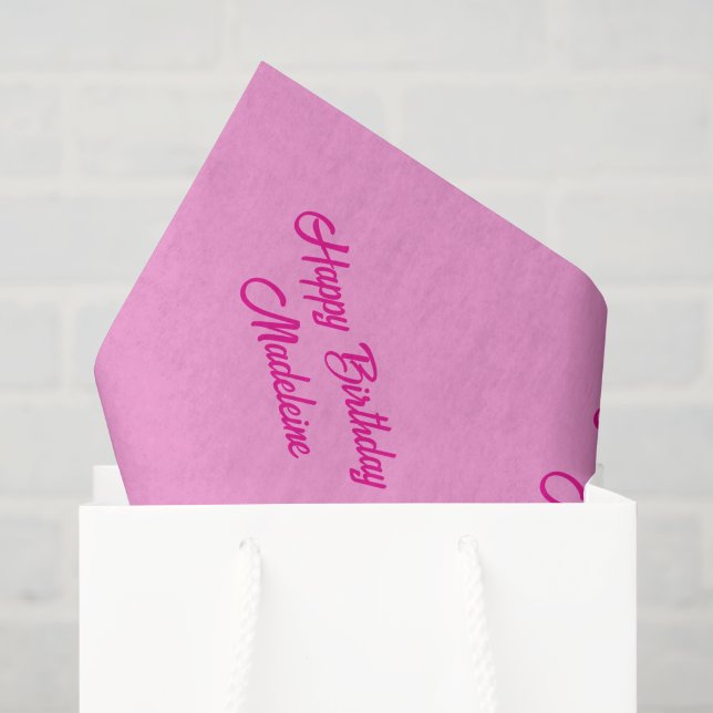 Papier Mousseline Papier Tissu Rose avec votre propre texte (Sac cadeau)