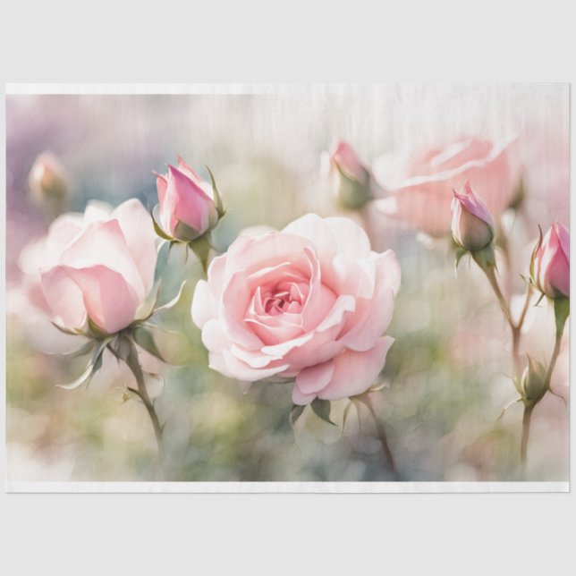 Papier Mousseline Papier Tissu Rose Rose Bud (Recto)