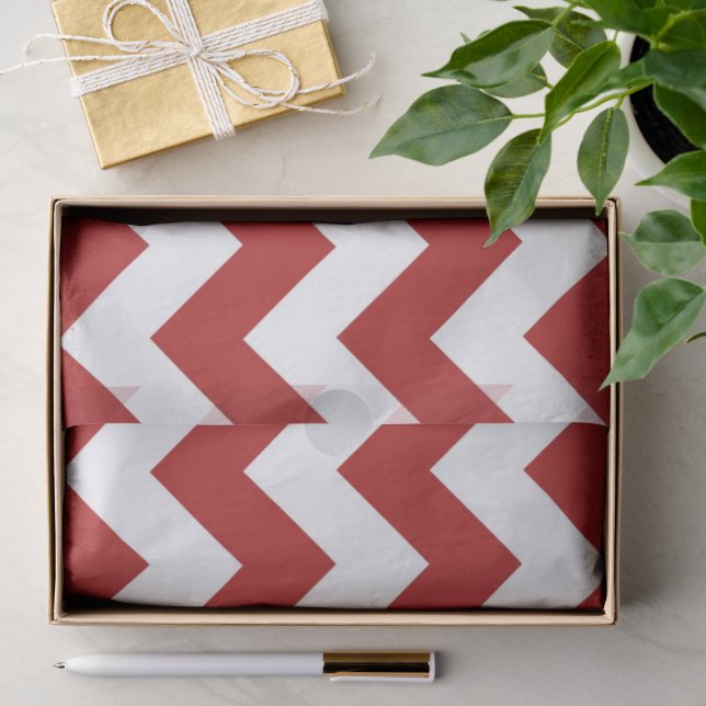 Papier Mousseline Papier Tissu Rouge Blanc Zigzag (Cadeau)
