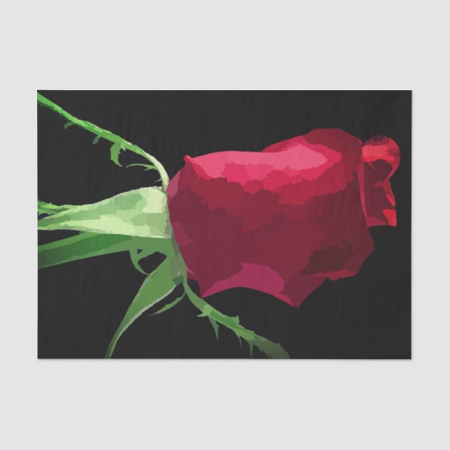 Papier Mousseline Papier Tissu Rouge Rose Bud (Recto)