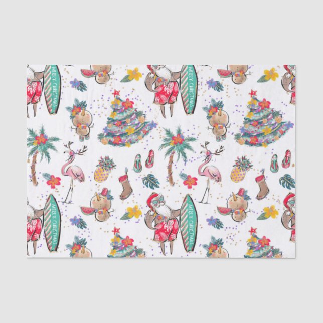 Papier Mousseline Papier Tissu Tropical Holiday Christmas (Recto)