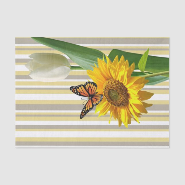 Papier Mousseline Papier Tissu Tulipe blanc Tulipe de tournesol (Recto)