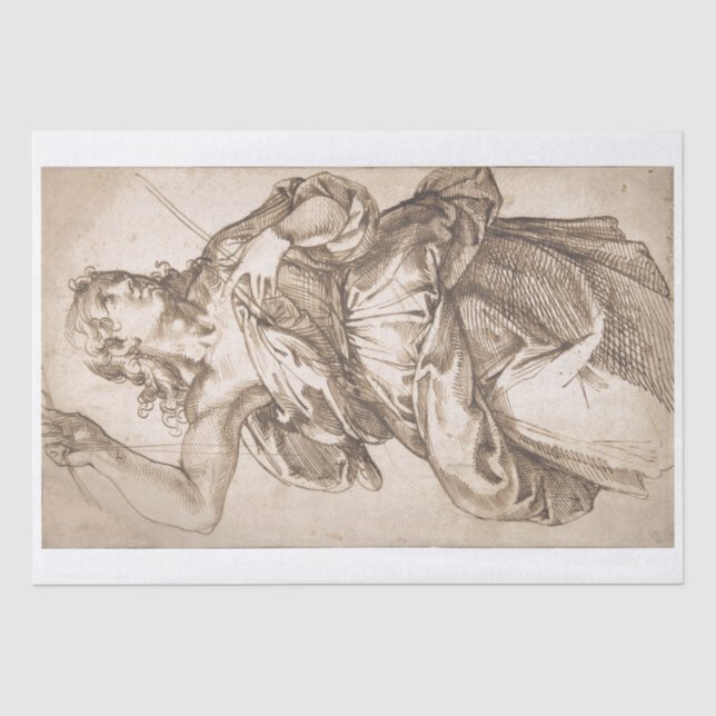PAPIER MOUSSELINE PAPIER TISSU : UN ANGE - 1529 -92 PASSEROTTI (Recto)