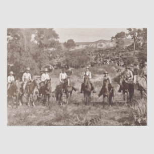 Papier Mousseline Papier Tissu vintage Cowboys pour le découpage 