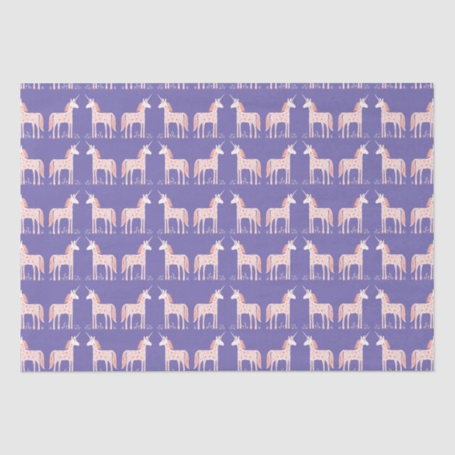 Papier Mousseline Papier Tissu Violet Unicorne Magique (Recto)