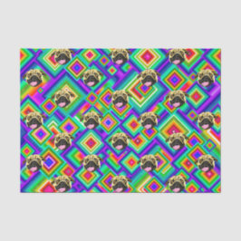 Papier Mousseline Papier Tissu Visage Chien Psychédélique