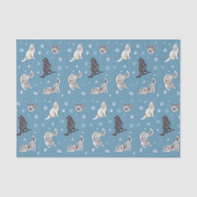 Papier Mousseline Papier Tissu Wolf Holiday (Recto)