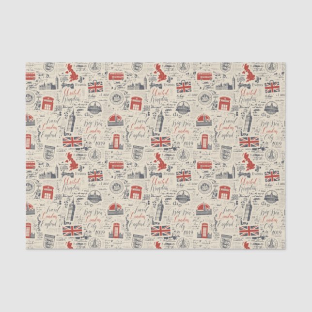Papier Mousseline Papier Tissue vintage Londres (Recto)