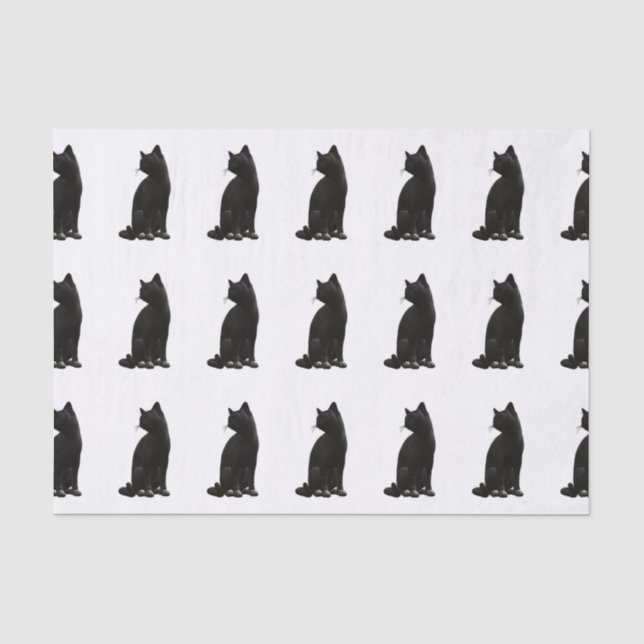 Papier Mousseline Papier Tissus de chat noir (Recto)