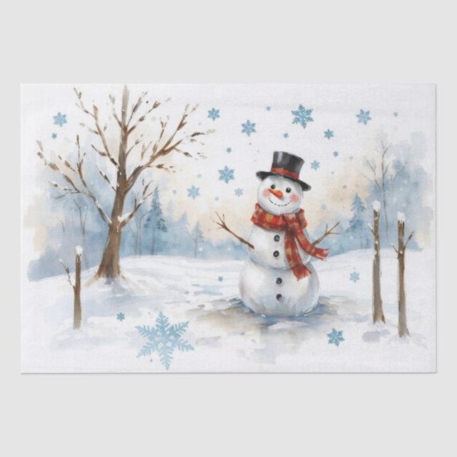 Papier Mousseline Papiers mouchoirs bonhomme de neige aquarelle (Recto)