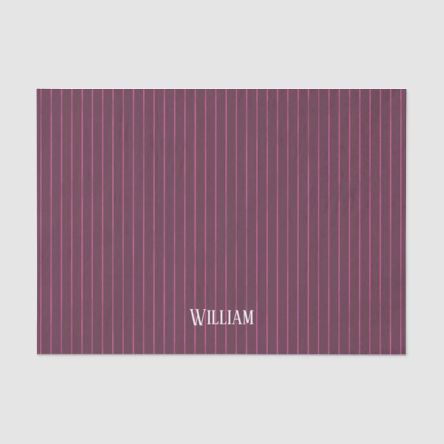 Papier Mousseline Papilles à rayures bordeaux personnalisées (Recto)