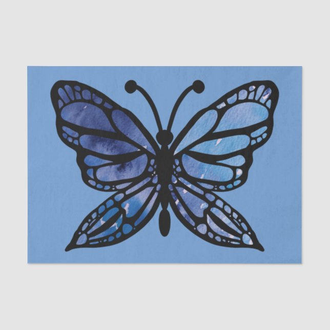 Papier Mousseline Papillon bleu (Recto)