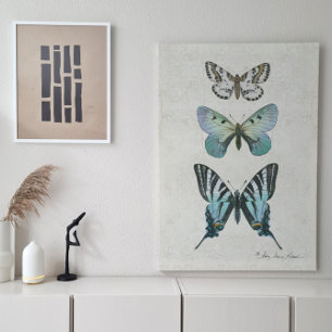 Papier Mousseline Papillon botanique Découpage bleu Dusty Vintage