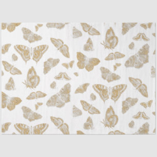Papier Mousseline Papillon botanique Or n Blanc Motif Découpage