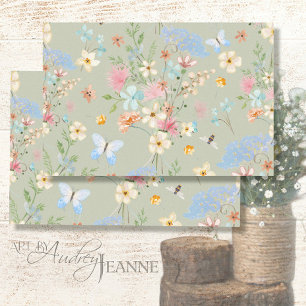 Papier Mousseline Papillon d'abeille rose fleur sauvage