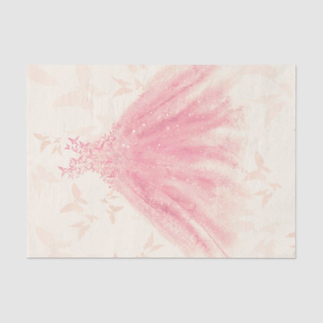 Papier Mousseline Papillon Dance Peach Sparkle Dress Fête des mariée (Recto)