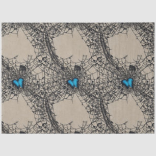 Papier Mousseline Papillon de coeur bleu gothique dans Spiderweb eph