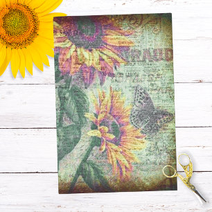 Papier Mousseline Papillon de tournesol rustique Bold Ephemera Décou