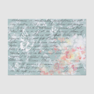 Papier Mousseline Papillon d'écriture vintage et floraison Découpage