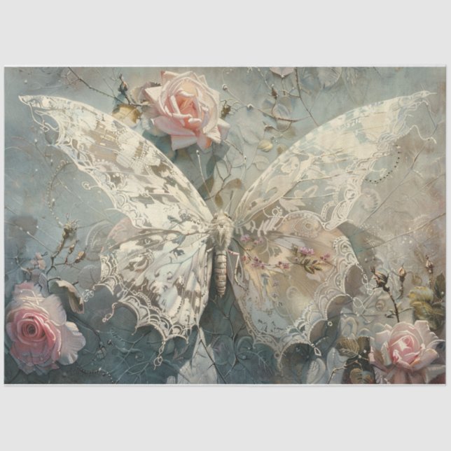 Papier Mousseline Papillon Dentelle Délicat (Recto)