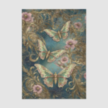 Papillon élégant doré - Fleur Art Nouveau