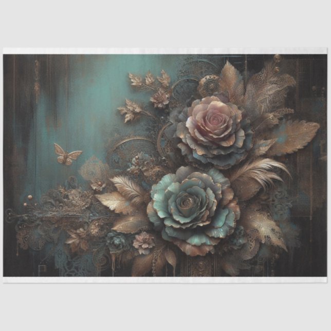 Papier Mousseline Papillon en dentelle Ephemera, Rose, Découpage flo (Recto)