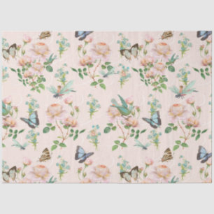 Papier Mousseline Papillon Fée Cachée Blush Rose Floral Dragonfly