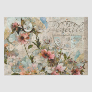 Papier Mousseline Papillon Fleur Shabby Collage Postale Découpage