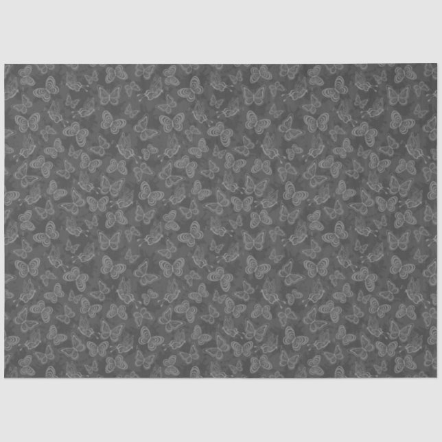 Papier Mousseline Papillon floral naturel moderne Silver de luxe (Recto)