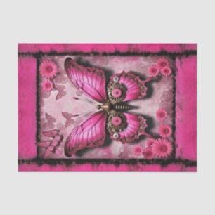 Papier Mousseline Papillon industriel rose avec découpage floral