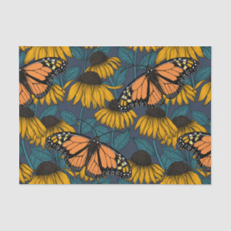 Papier Mousseline Papillon monarque sur confluents jaunes