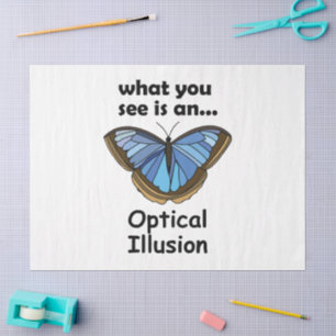 Papier Mousseline Papillon Morpho Bleu Illusion d'Optique Citation D