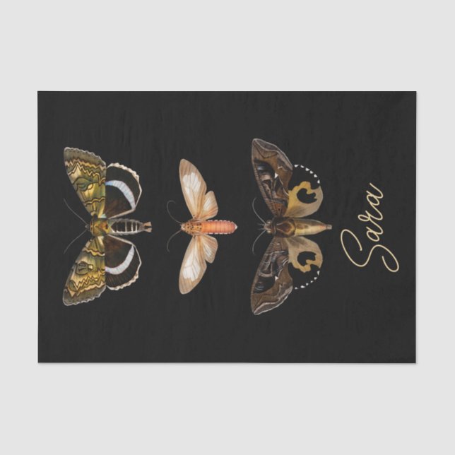 Papier Mousseline Papillon Moth vintage Personnalisé (Recto)