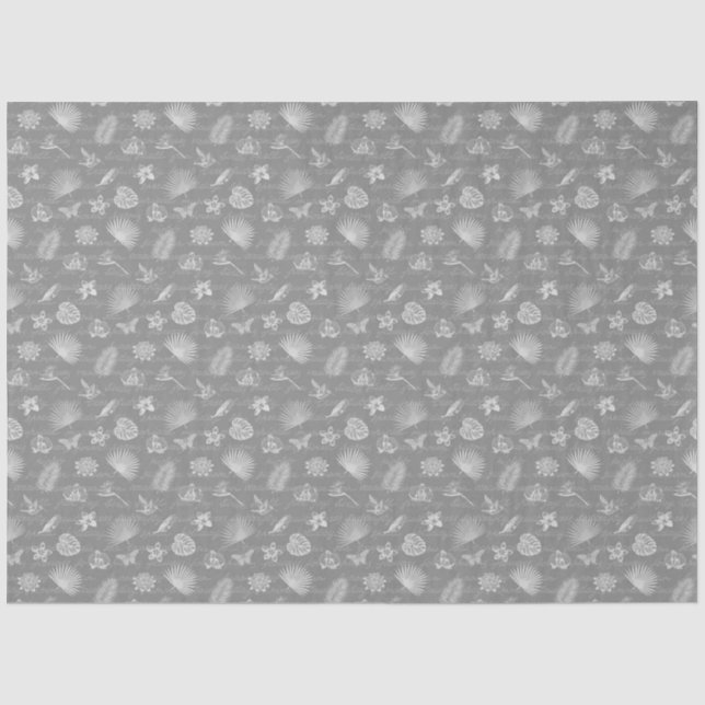 Papier Mousseline Papillon naturel moderne Tropical Silver (Recto)