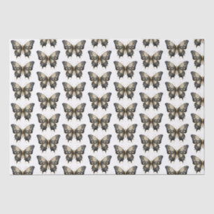 Papier Mousseline Papillon noir et or Motif blanc Halloween