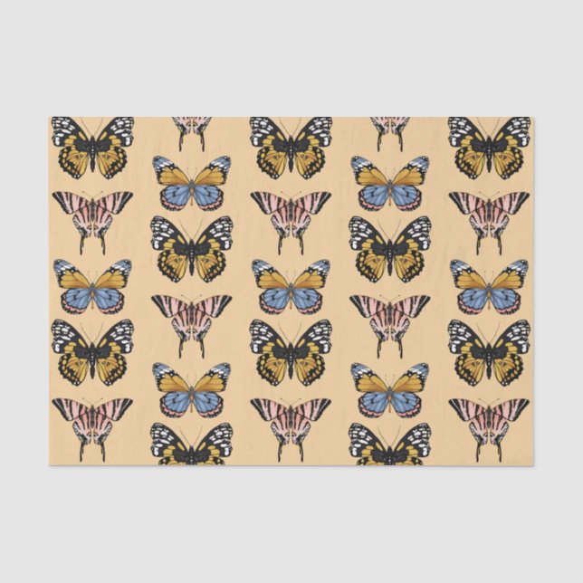 Papier Mousseline Papillon orange moderne à papillon floral (Recto)
