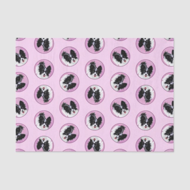 Papier Mousseline Papillon Peinture Noir et Blanc Original Chien Art (Recto)