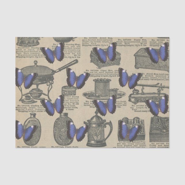 Papier Mousseline Papillon pourpre vintage (Recto)