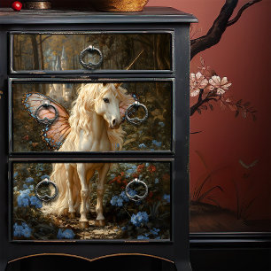 Papier Mousseline Papillon rose vintage Cheval Fairy Découpage