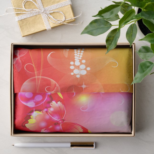 Papier Mousseline Papillon rouge (Cadeau)