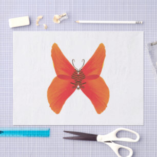Papier Mousseline Papillon rouge orange avec votre nom