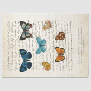 Papier Mousseline Papillon Vintage français Script Vintage Découpage